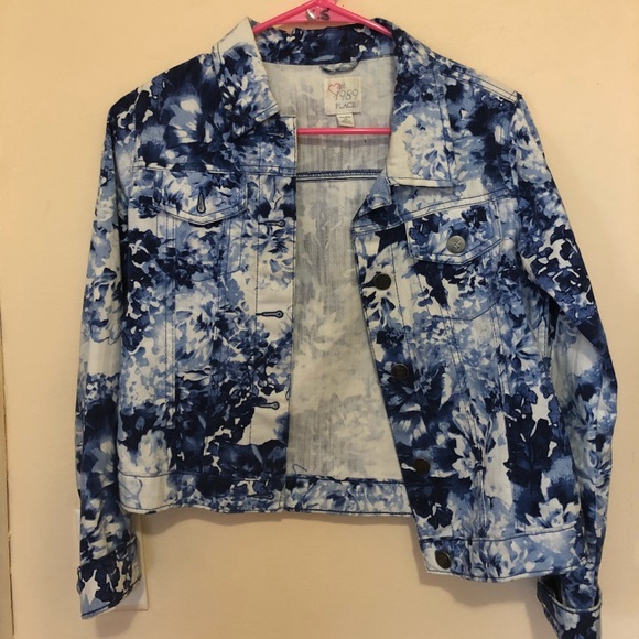 Children’s Place floral jean jacket - Picture 1 of 3